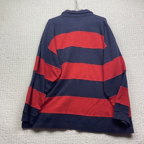 VTG Brooklyn Cloth Long Sleeve Heavy Rugby Polo shirt Sz XL Red / Blue Y2K - Picture 10 of 13